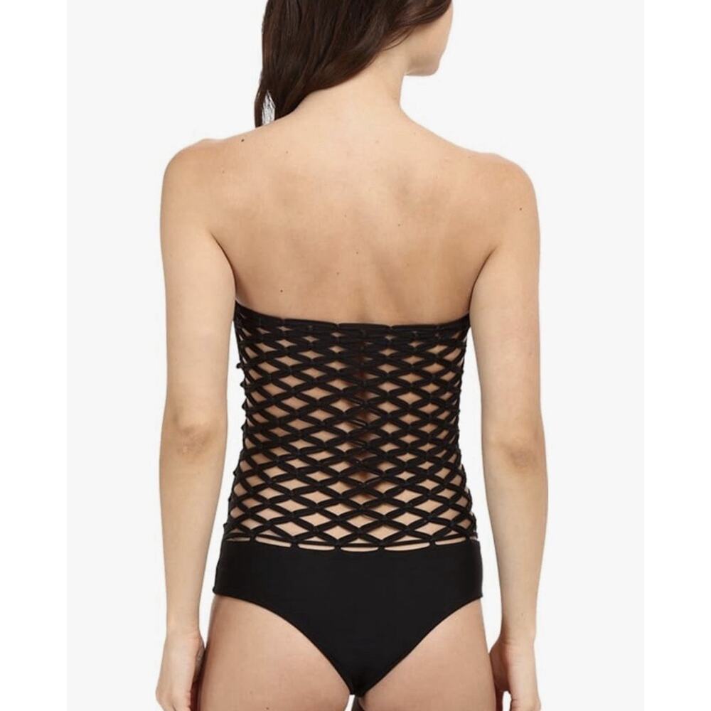 Mikoh strapless one-piece Bodysuit swimsuit navy Y2K Large A007079 - Picture 2 of 8